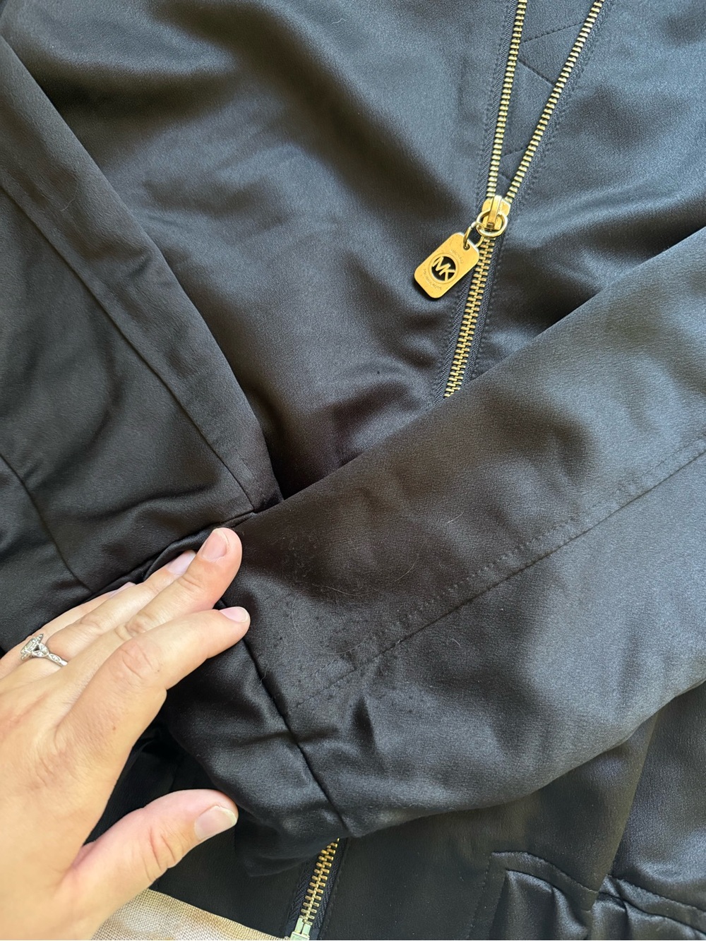 Michael Kors Black Bomber Jacket with Gold Hardware - Picture 2 of 3